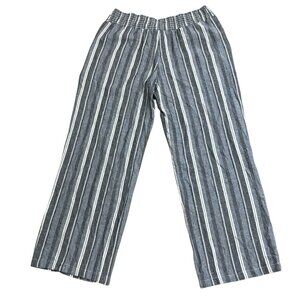 MAURICES PANTS LINEN BLEND STRIPED BLUE WHITE BEACHY CASUAL SIZE M PULL ON
